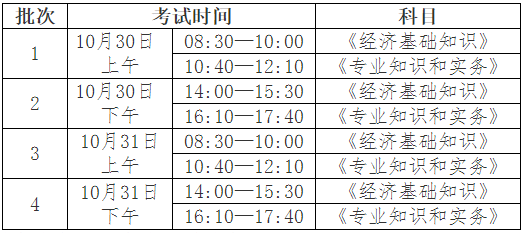 湖北初中级经济师考试时间