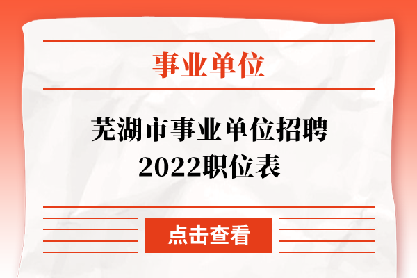 芜湖市事业单位招聘2022职位表