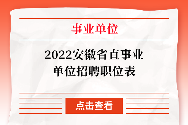 2022安徽省直事业单位招聘职位表