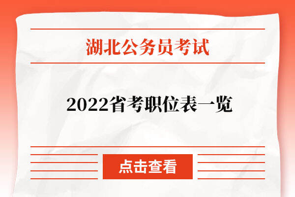 2022年湖北省考公务员职位表一览